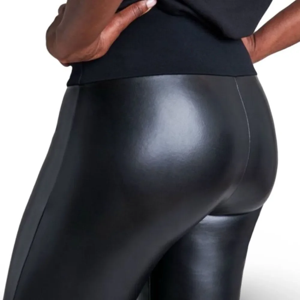 ASSETS BY SPANX All Over Faux Leather Leggings, Shaping Waistband, Size XL - Picture 9 of 9